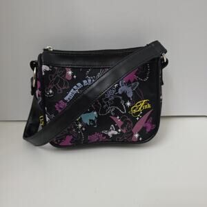 Y2K Vintage Disney Tinker Bell “Tink” Fairy Print Black Small Shoulder Bag Purse